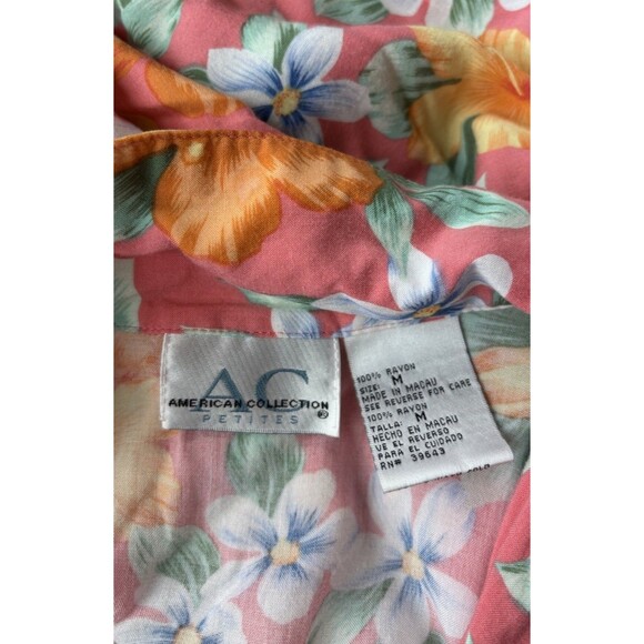 VTG AC Petites Womens Pink Hawaiian Shirt Size M Button Up Boxy - Picture 4 of 4